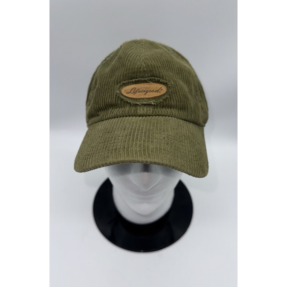 LIFE IS GOOD Adult Hat Cap Corduroy Strap Adjustable Logo Olive Green